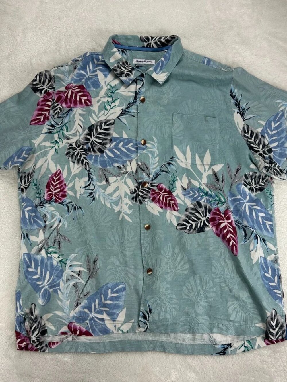 Tommy Bahama Silk Button-Up Shirt Mens 2XL Multicolor Ravello Camp Tropical